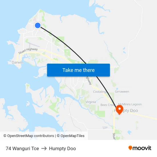 74 Wanguri Tce to Humpty Doo map