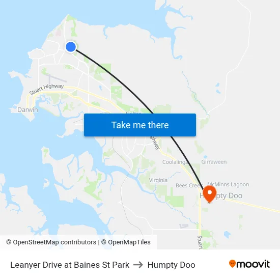 Leanyer Drive at Baines St Park to Humpty Doo map