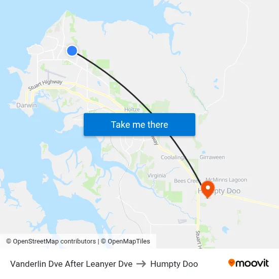 Vanderlin Dve After Leanyer Dve to Humpty Doo map