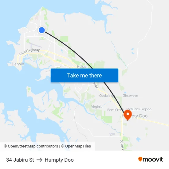 34 Jabiru St to Humpty Doo map
