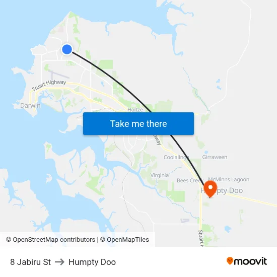 8 Jabiru St to Humpty Doo map