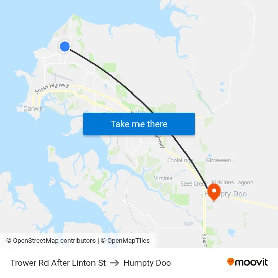Trower Rd After Linton St to Humpty Doo map