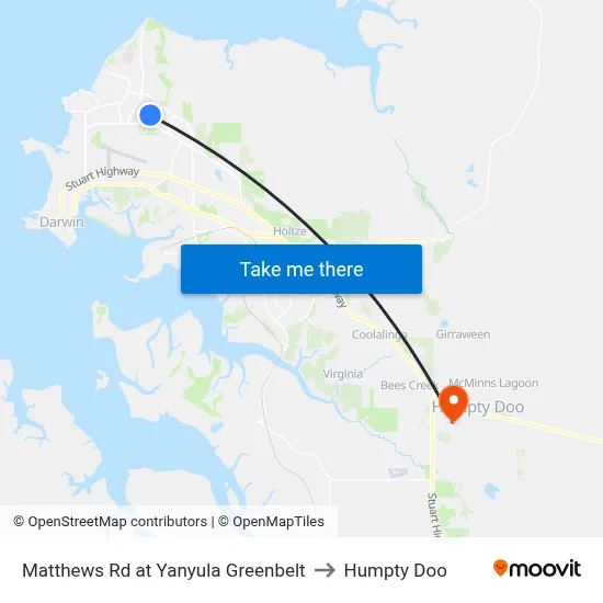 Matthews Rd at Yanyula Greenbelt to Humpty Doo map