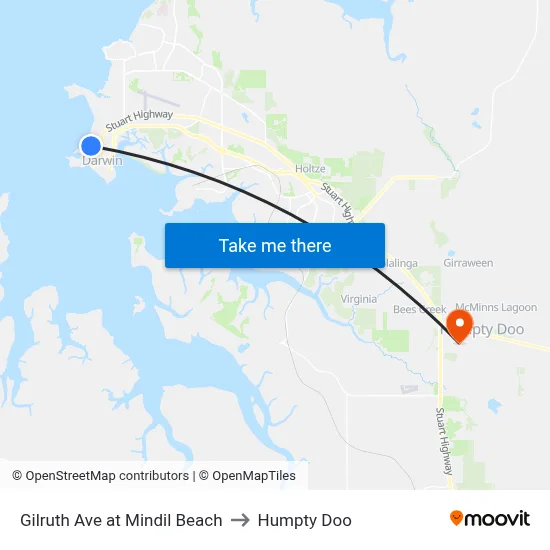 Gilruth Ave at Mindil Beach to Humpty Doo map