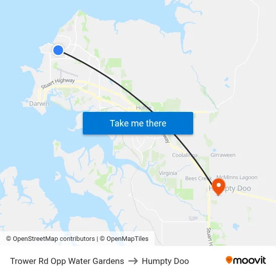 Trower Rd Opp Water Gardens to Humpty Doo map