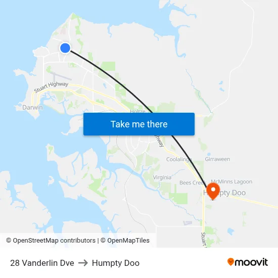28 Vanderlin Dve to Humpty Doo map