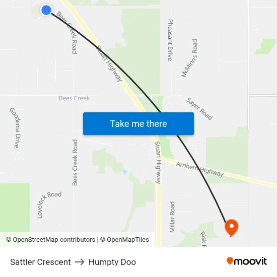Sattler Crescent to Humpty Doo map