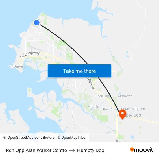 Rdh Opp Alan Walker Centre to Humpty Doo map