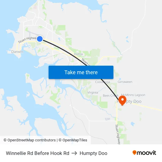 Winnellie Rd Before Hook Rd to Humpty Doo map
