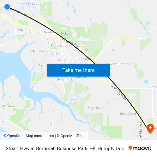 Stuart Hwy at Berrimah Business Park to Humpty Doo map