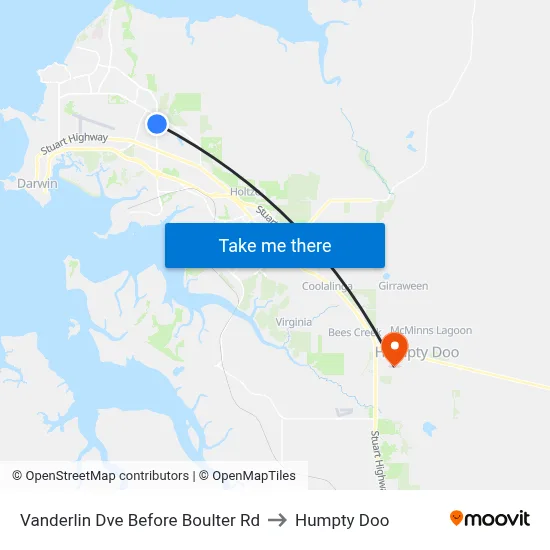 Vanderlin Dve Before Boulter Rd to Humpty Doo map