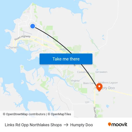 Links Rd Opp Northlakes Shops to Humpty Doo map
