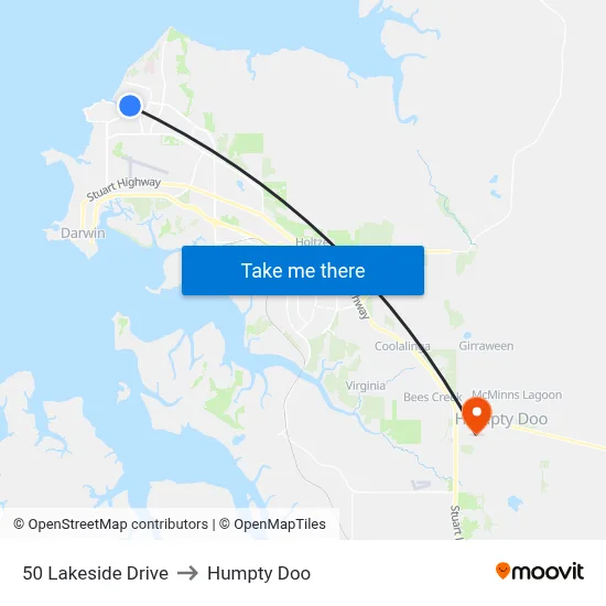 50 Lakeside Drive to Humpty Doo map