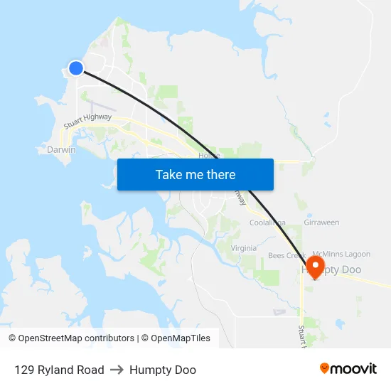 129 Ryland Road to Humpty Doo map
