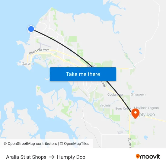 Aralia St at Shops to Humpty Doo map