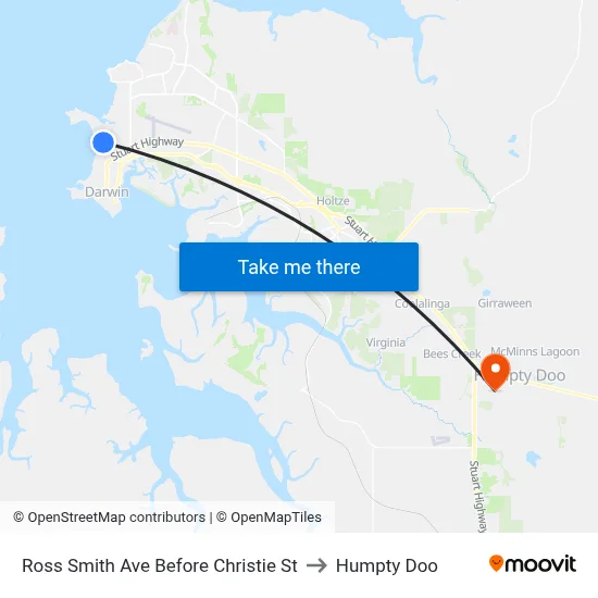 Ross Smith Ave Before Christie St to Humpty Doo map