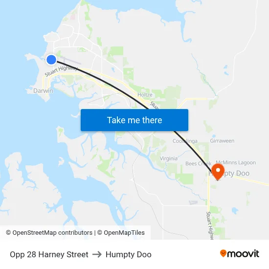 Opp 28 Harney Street to Humpty Doo map