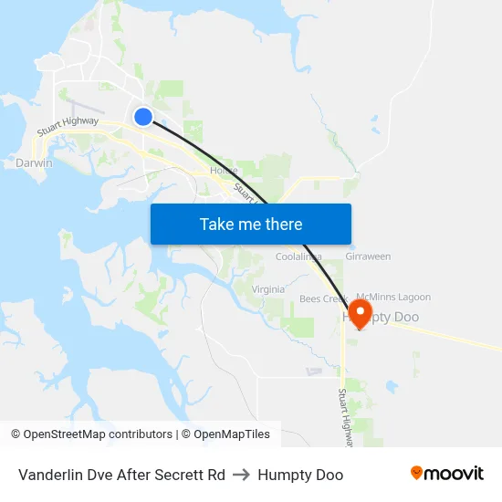 Vanderlin Dve After Secrett Rd to Humpty Doo map
