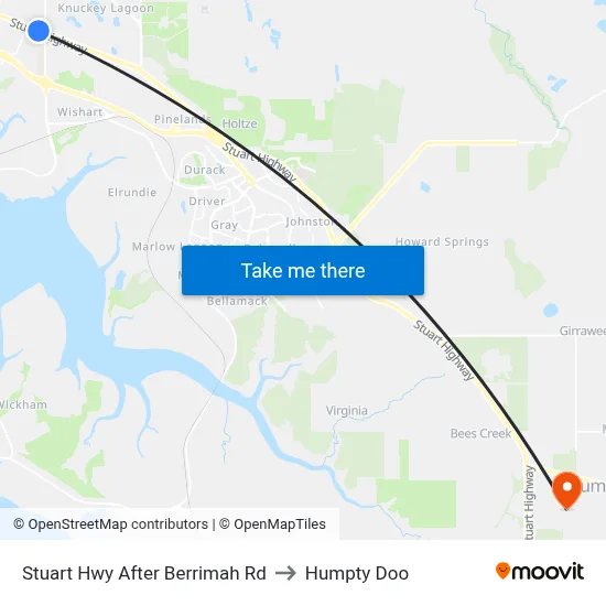 Stuart Hwy After Berrimah Rd to Humpty Doo map