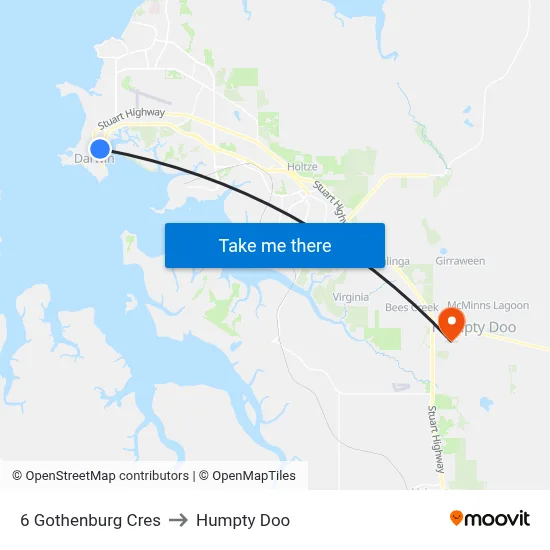 6 Gothenburg Cres to Humpty Doo map
