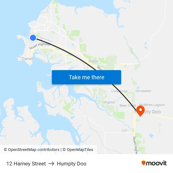 12 Harney Street to Humpty Doo map