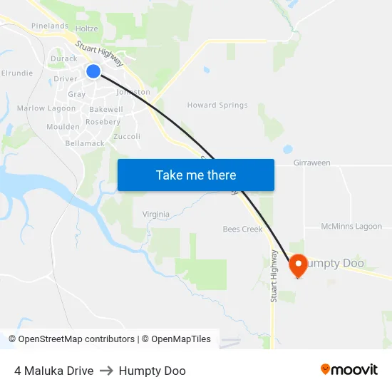 4 Maluka Drive to Humpty Doo map