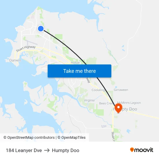 184 Leanyer Dve to Humpty Doo map
