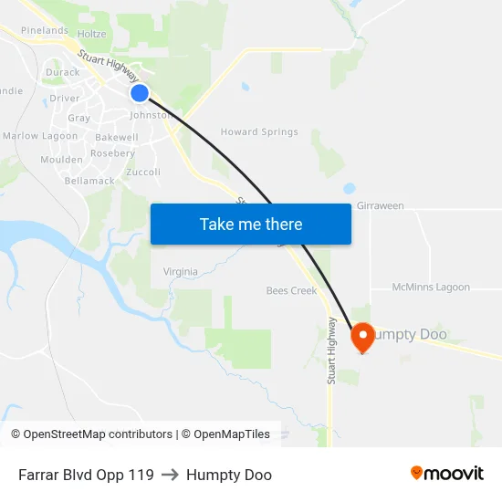 Farrar Blvd Opp 119 to Humpty Doo map