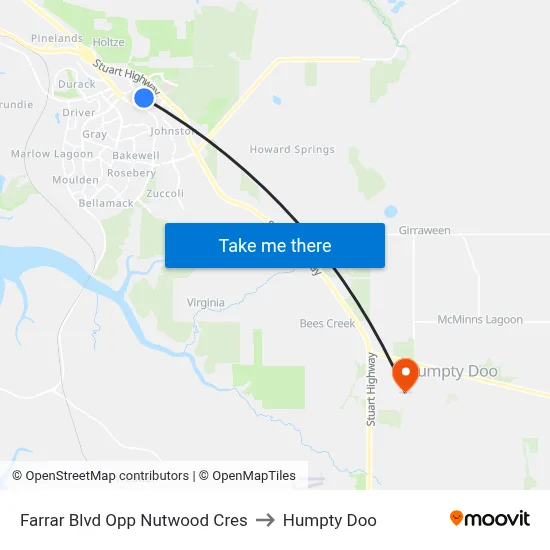 Farrar Blvd Opp Nutwood Cres to Humpty Doo map