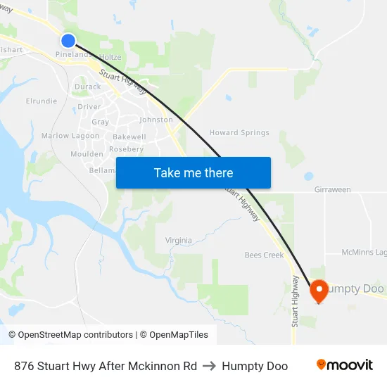 876 Stuart Hwy After Mckinnon Rd to Humpty Doo map