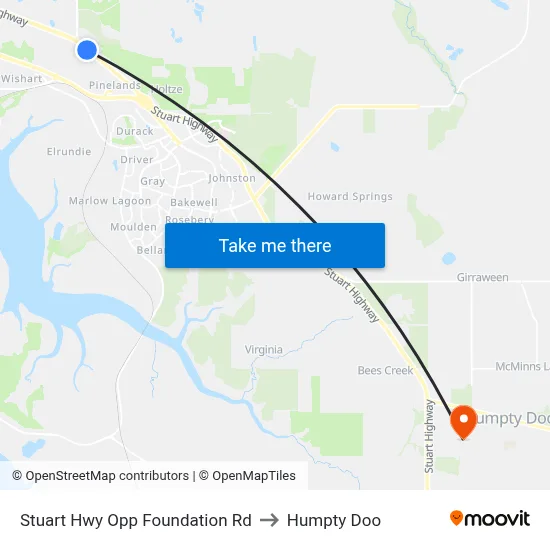 Stuart Hwy Opp Foundation Rd to Humpty Doo map