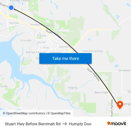 Stuart Hwy Before Berrimah Rd to Humpty Doo map