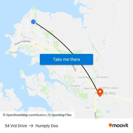 54 Vrd Drive to Humpty Doo map