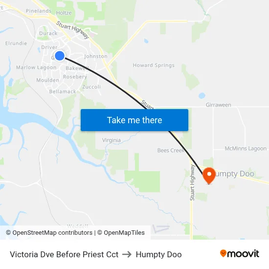 Victoria Dve Before Priest Cct to Humpty Doo map