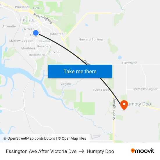 Essington Ave After Victoria Dve to Humpty Doo map