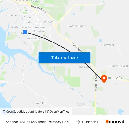 Bonson Tce at Moulden Primary School to Humpty Doo map