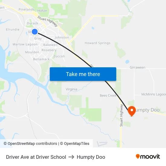 Driver Ave at Driver School to Humpty Doo map