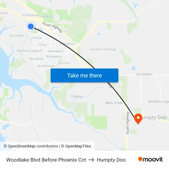 Woodlake Blvd Before Phoenix Cct to Humpty Doo map