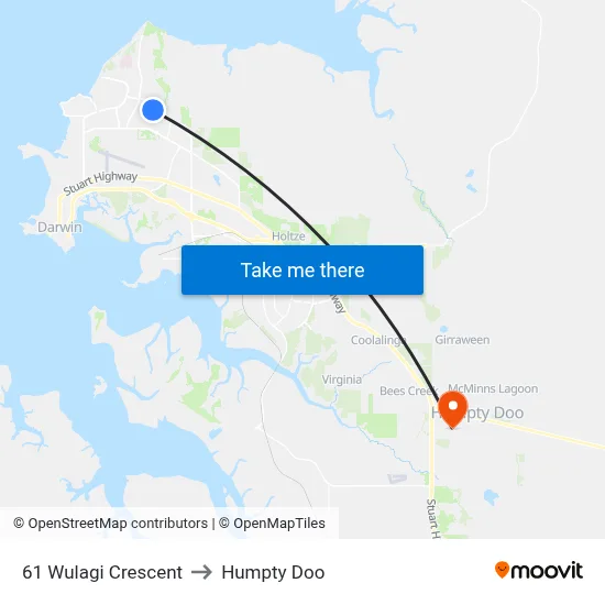 61 Wulagi Crescent to Humpty Doo map