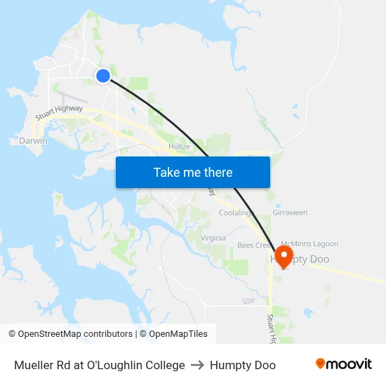 Mueller Rd at O'Loughlin College to Humpty Doo map