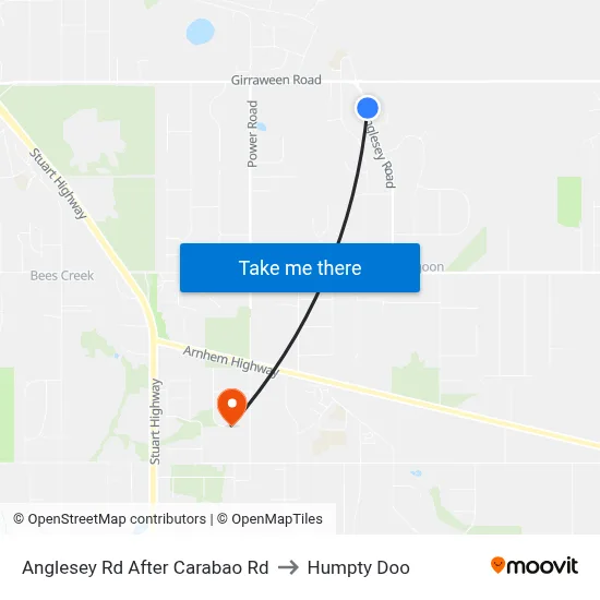 Anglesey Rd After Carabao Rd to Humpty Doo map