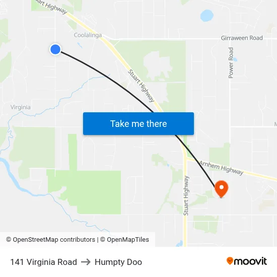 141 Virginia Road to Humpty Doo map