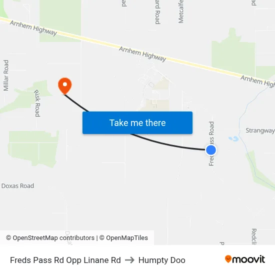 Freds Pass Rd Opp Linane Rd to Humpty Doo map