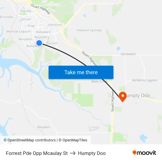 Forrest Pde Opp Mcaulay St to Humpty Doo map