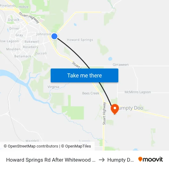 Howard Springs Rd After Whitewood Rd to Humpty Doo map