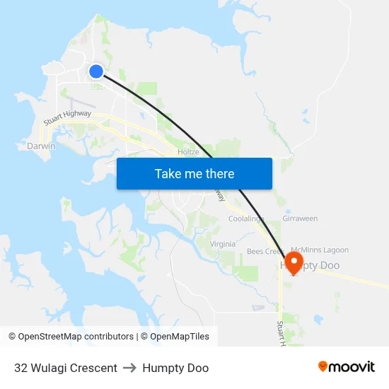 32 Wulagi Crescent to Humpty Doo map