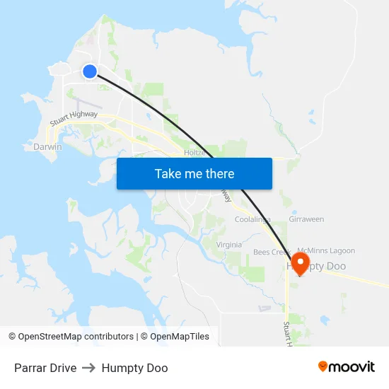 Parrar Drive to Humpty Doo map