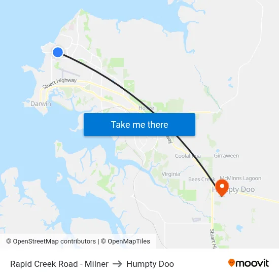 Rapid Creek Road - Milner to Humpty Doo map
