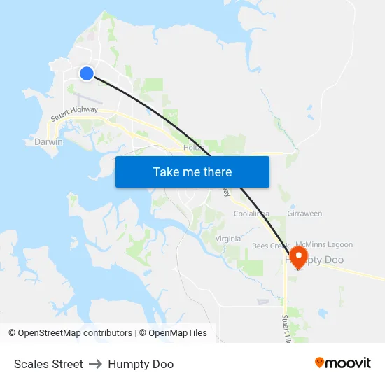 Scales Street to Humpty Doo map