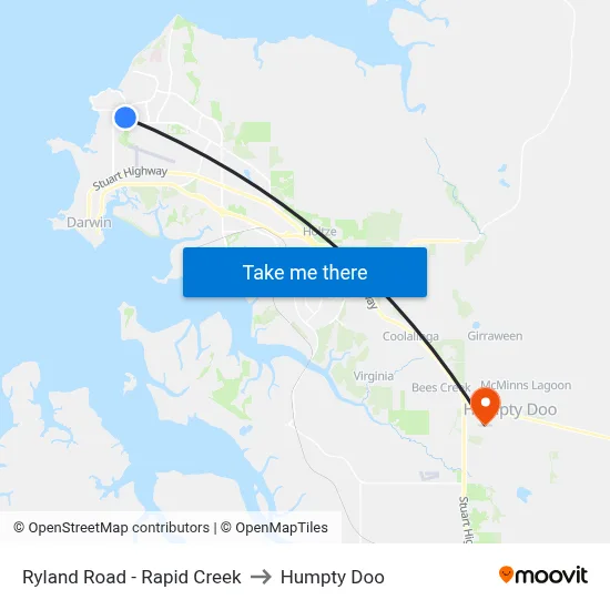 Ryland Road - Rapid Creek to Humpty Doo map